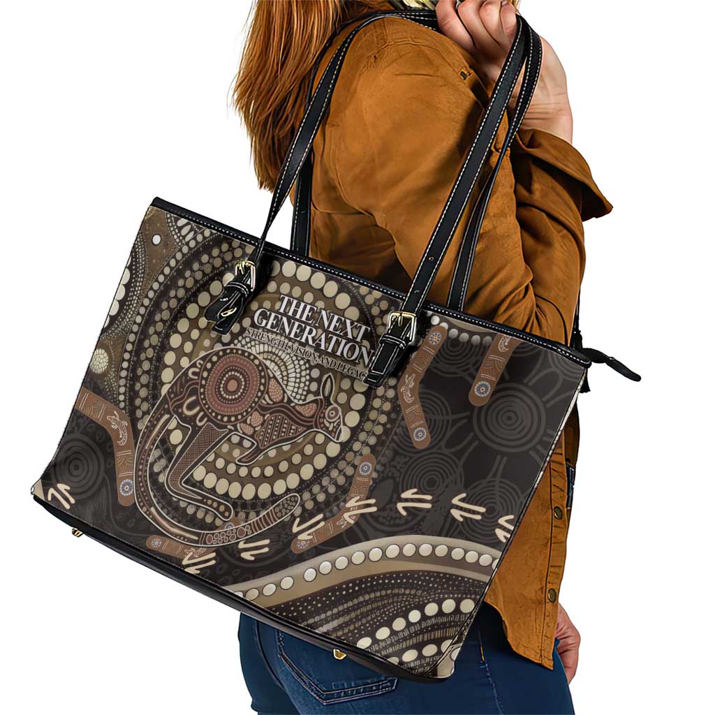 Australia NAIDOC Week 2025 Leather Tote Bag Boomerang Kangaroo Indigenous Art