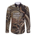 Australia NAIDOC Week 2025 Long Sleeve Button Shirt Boomerang Kangaroo Indigenous Art