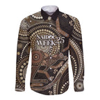 Australia NAIDOC Week 2025 Long Sleeve Button Shirt Boomerang Kangaroo Indigenous Art