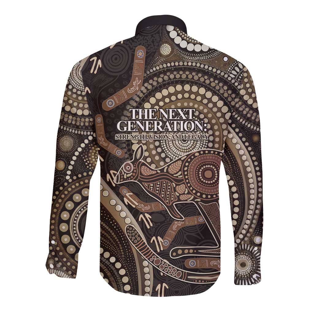 Australia NAIDOC Week 2025 Long Sleeve Button Shirt Boomerang Kangaroo Indigenous Art