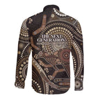 Australia NAIDOC Week 2025 Long Sleeve Button Shirt Boomerang Kangaroo Indigenous Art