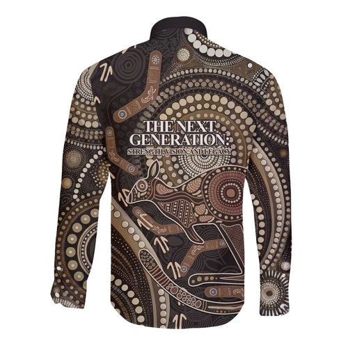 Australia NAIDOC Week 2025 Long Sleeve Button Shirt Boomerang Kangaroo Indigenous Art