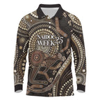 Australia NAIDOC Week 2025 Long Sleeve Polo Shirt Boomerang Kangaroo Indigenous Art