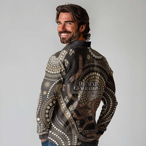 Australia NAIDOC Week 2025 Long Sleeve Polo Shirt Boomerang Kangaroo Indigenous Art