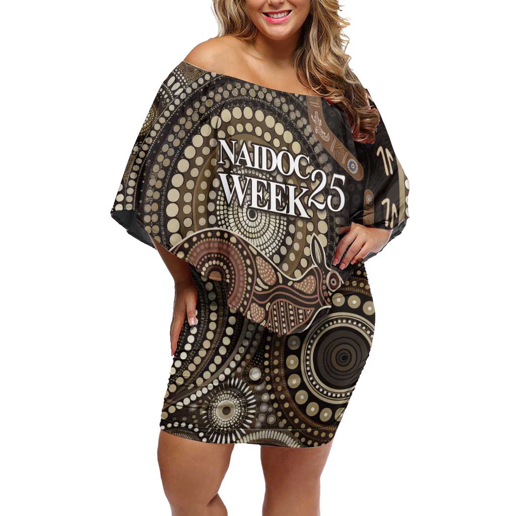Australia NAIDOC Week 2025 Off Shoulder Short Dress Boomerang Kangaroo Indigenous Art