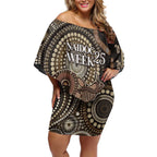 Australia NAIDOC Week 2025 Off Shoulder Short Dress Boomerang Kangaroo Indigenous Art