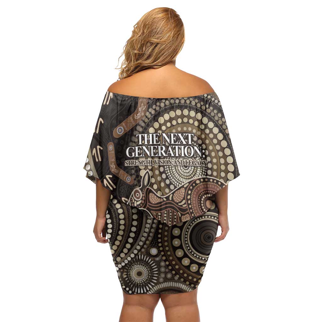 Australia NAIDOC Week 2025 Off Shoulder Short Dress Boomerang Kangaroo Indigenous Art