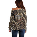 Australia NAIDOC Week 2025 Off Shoulder Sweater Boomerang Kangaroo Indigenous Art