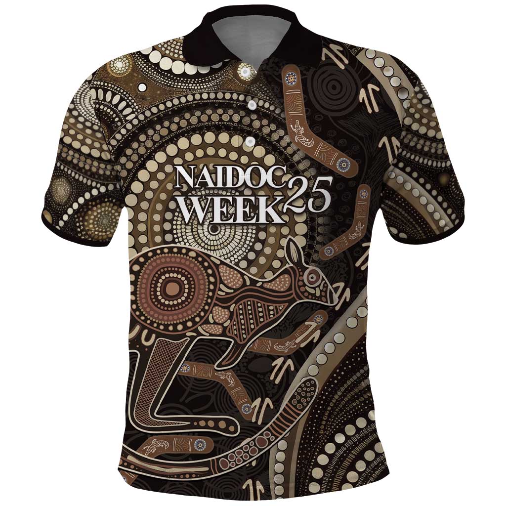 Australia NAIDOC Week 2025 Polo Shirt Boomerang Kangaroo Indigenous Art