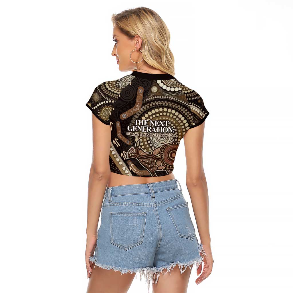 Australia NAIDOC Week 2025 Raglan Cropped T Shirt Boomerang Kangaroo Indigenous Art
