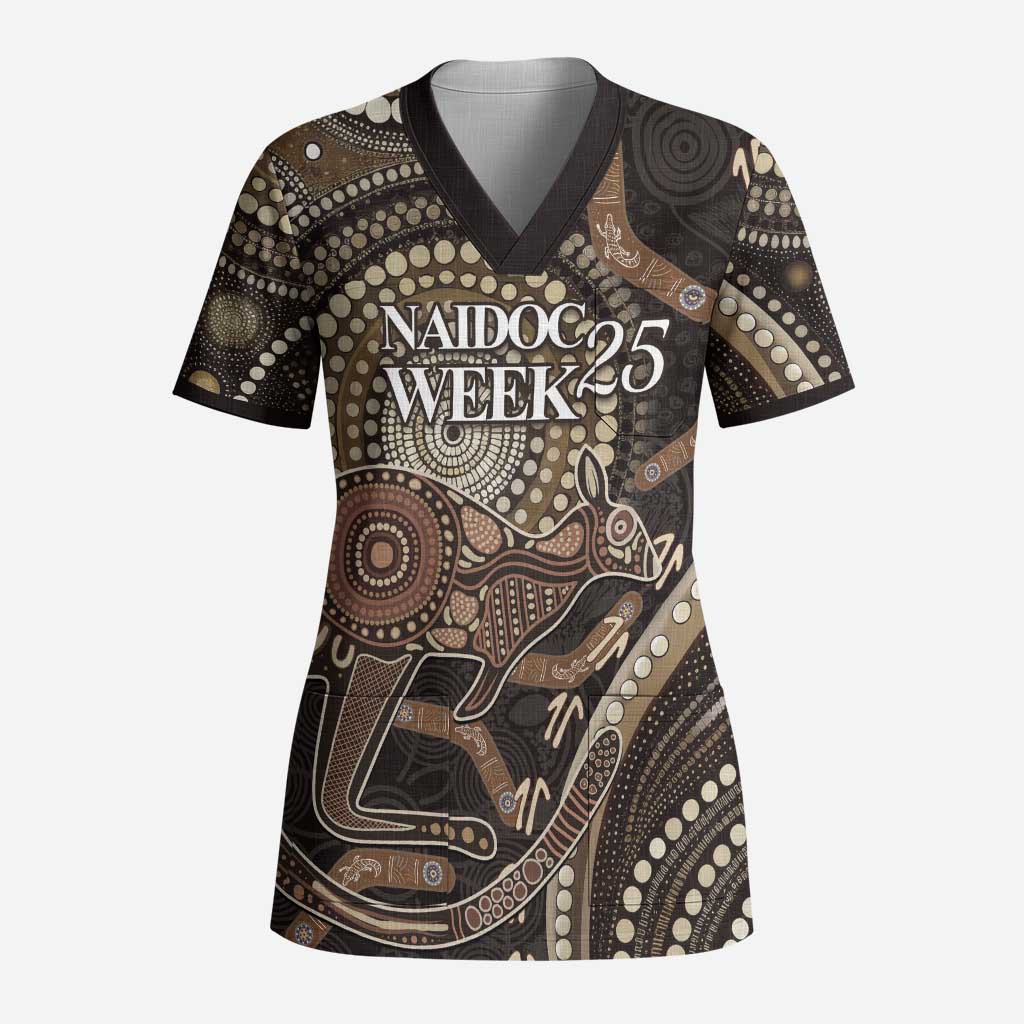 Australia NAIDOC Week 2025 Scrub Top Boomerang Kangaroo Indigenous Art - Aussie Hoodie