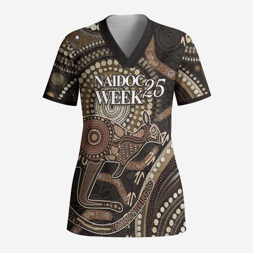 Australia NAIDOC Week 2025 Scrub Top Boomerang Kangaroo Indigenous Art - Aussie Hoodie