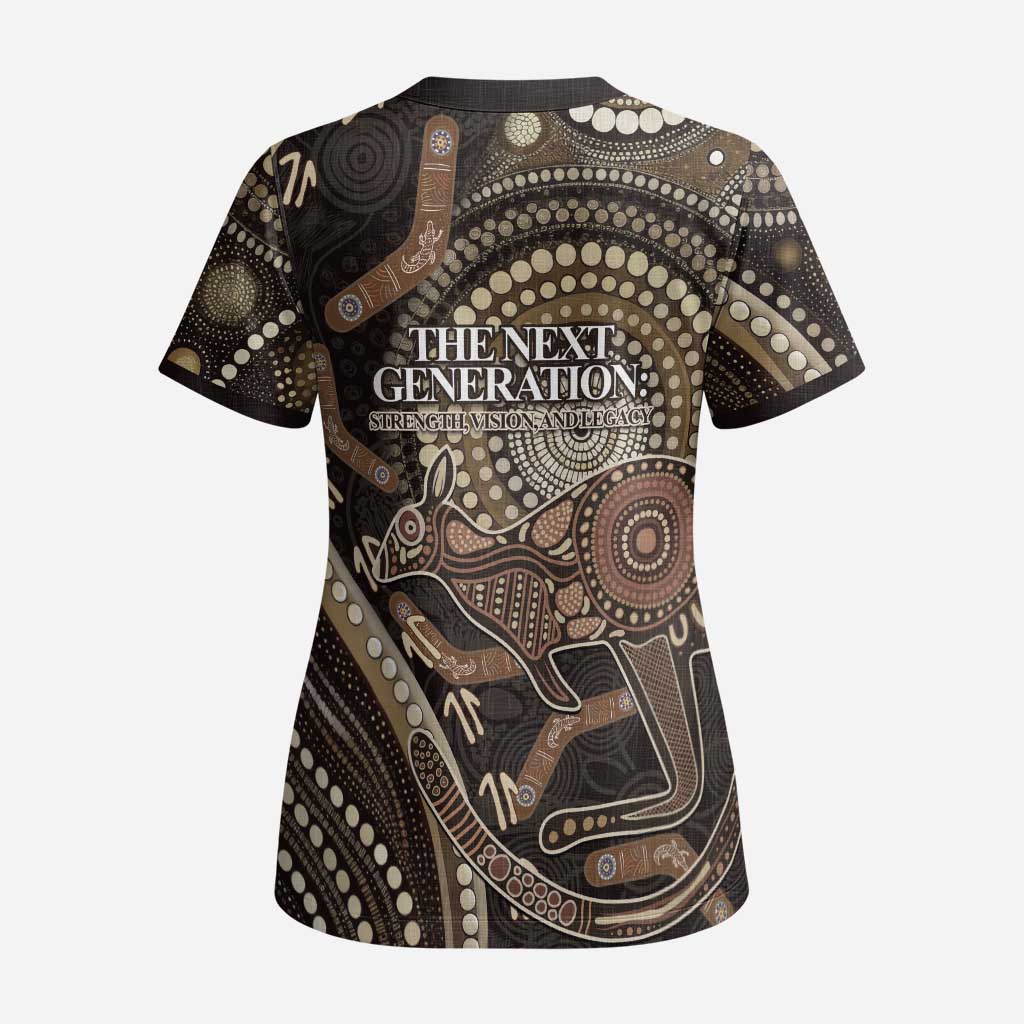 Australia NAIDOC Week 2025 Scrub Top Boomerang Kangaroo Indigenous Art - Aussie Hoodie