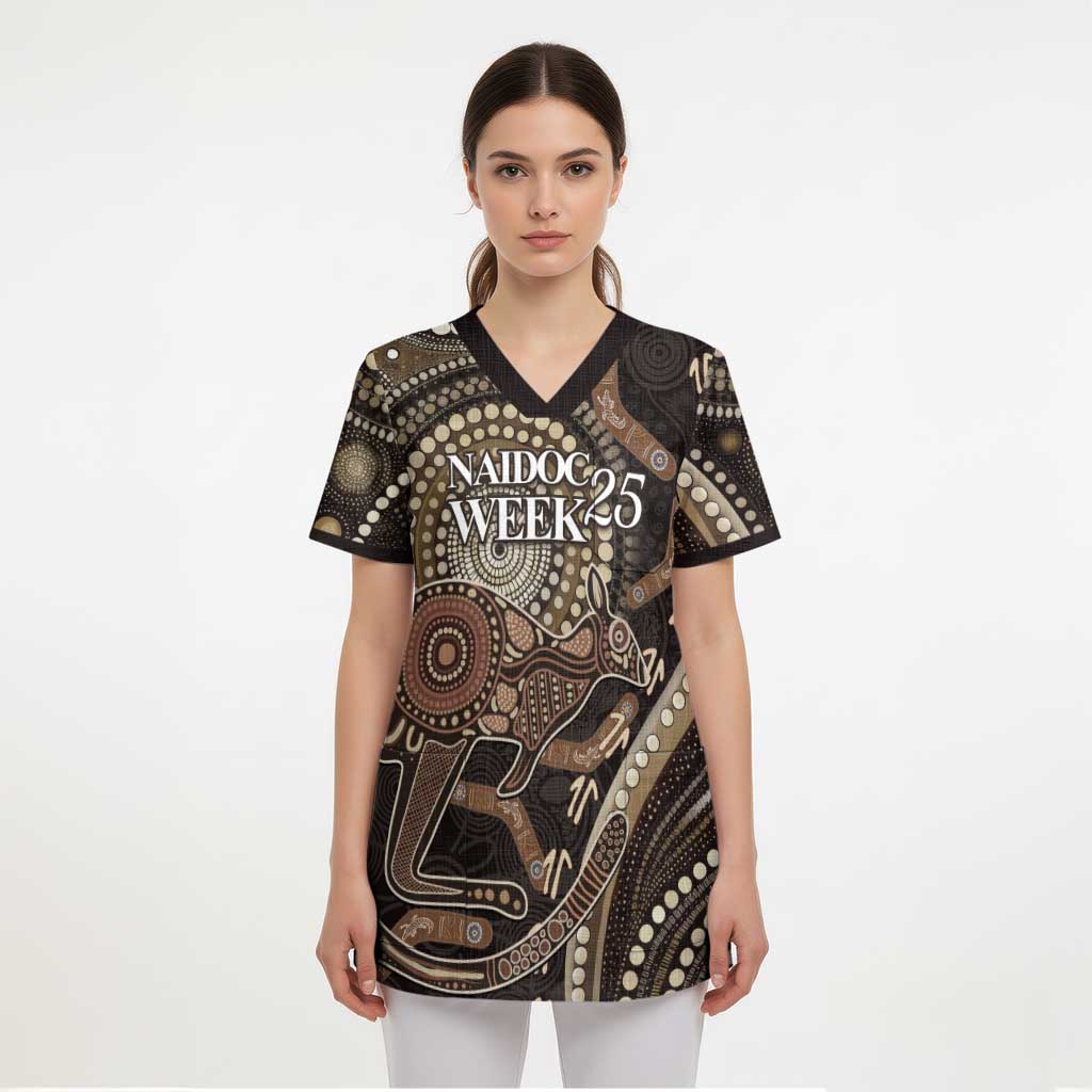 Australia NAIDOC Week 2025 Scrub Top Boomerang Kangaroo Indigenous Art - Aussie Hoodie