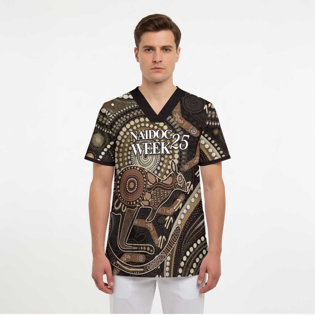 Australia NAIDOC Week 2025 Scrub Top Boomerang Kangaroo Indigenous Art - Aussie Hoodie