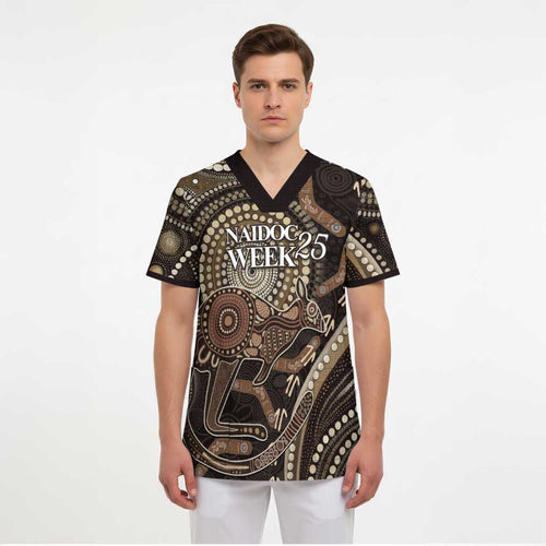 Australia NAIDOC Week 2025 Scrub Top Boomerang Kangaroo Indigenous Art - Aussie Hoodie