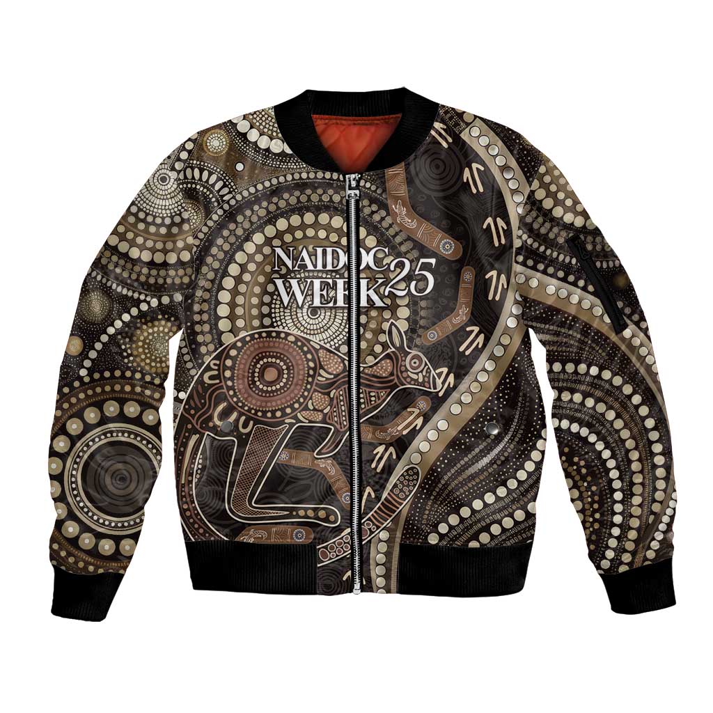 Australia NAIDOC Week 2025 Sleeve Zip Bomber Jacket Boomerang Kangaroo Indigenous Art