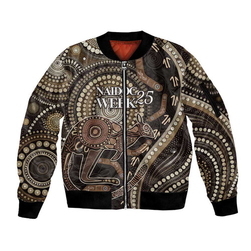 Australia NAIDOC Week 2025 Sleeve Zip Bomber Jacket Boomerang Kangaroo Indigenous Art