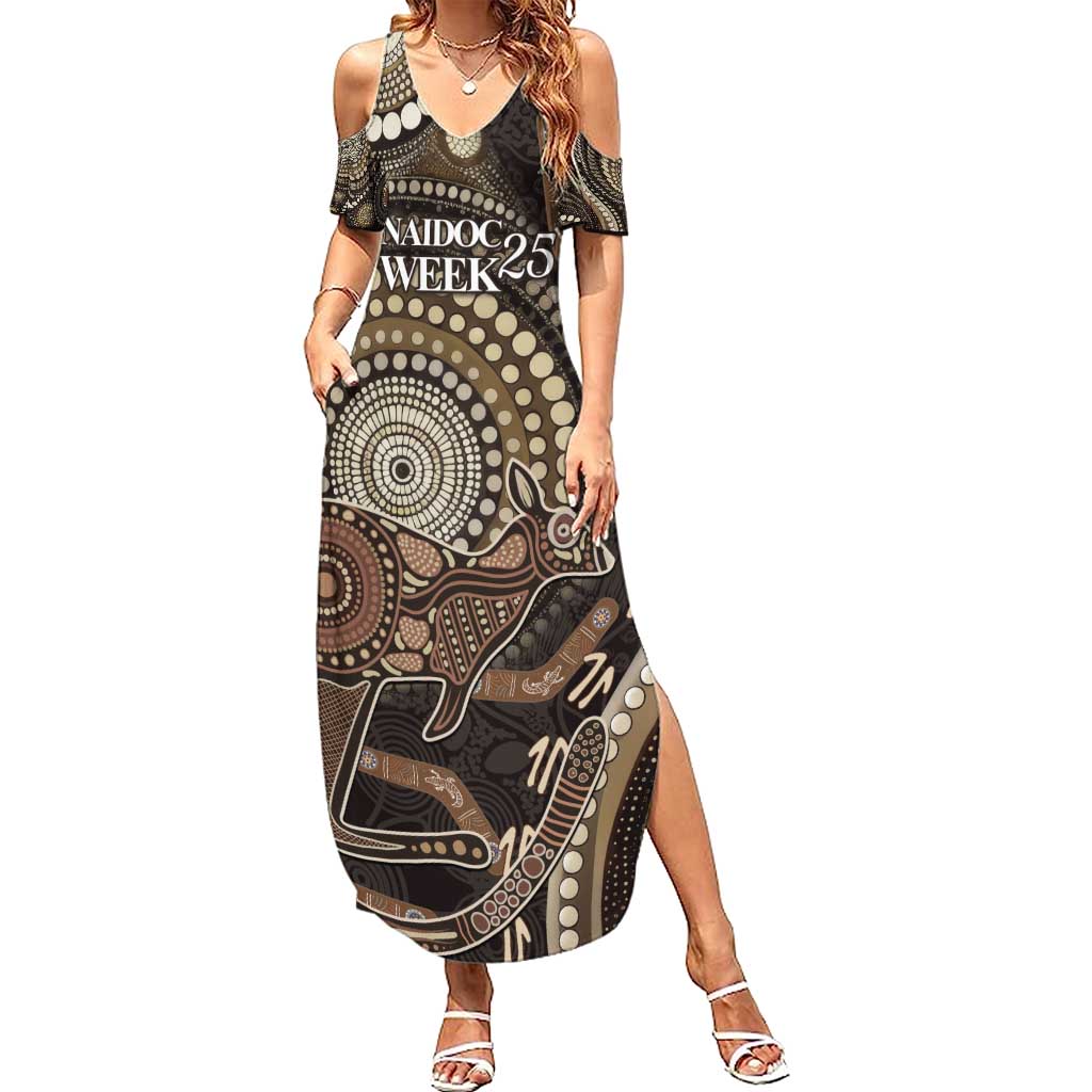 Australia NAIDOC Week 2025 Summer Maxi Dress Boomerang Kangaroo Indigenous Art