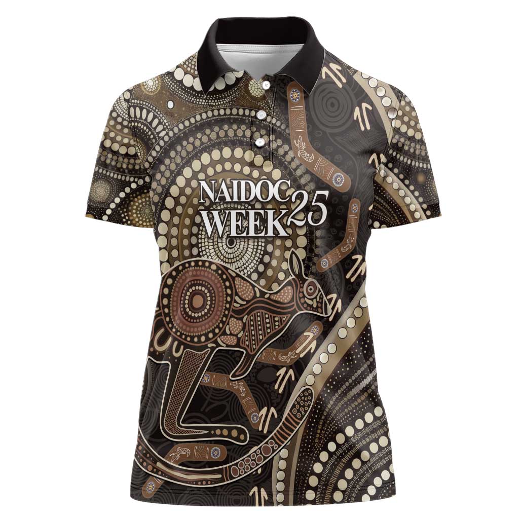 Australia NAIDOC Week 2025 Women Polo Shirt Boomerang Kangaroo Indigenous Art