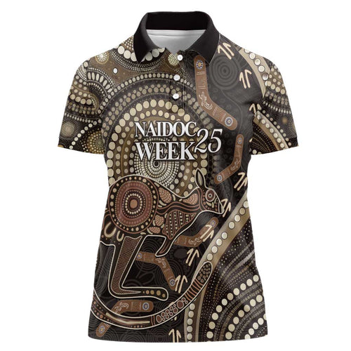 Australia NAIDOC Week 2025 Women Polo Shirt Boomerang Kangaroo Indigenous Art
