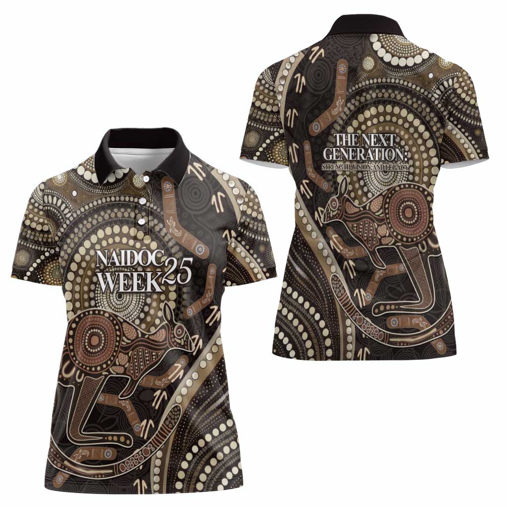 Australia NAIDOC Week 2025 Women Polo Shirt Boomerang Kangaroo Indigenous Art