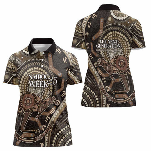 Australia NAIDOC Week 2025 Women Polo Shirt Boomerang Kangaroo Indigenous Art
