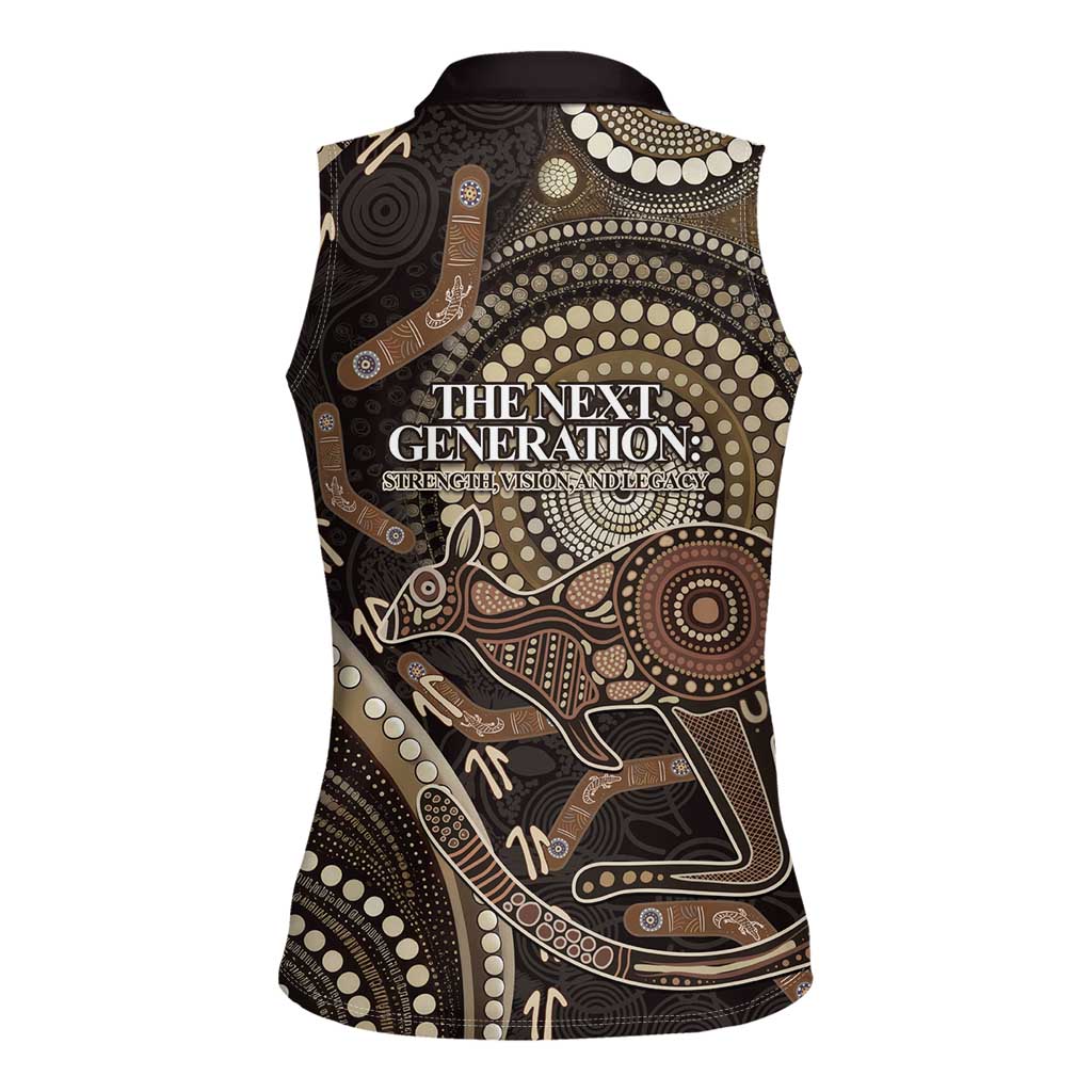 Australia NAIDOC Week 2025 Women Sleeveless Polo Shirt Boomerang Kangaroo Indigenous Art