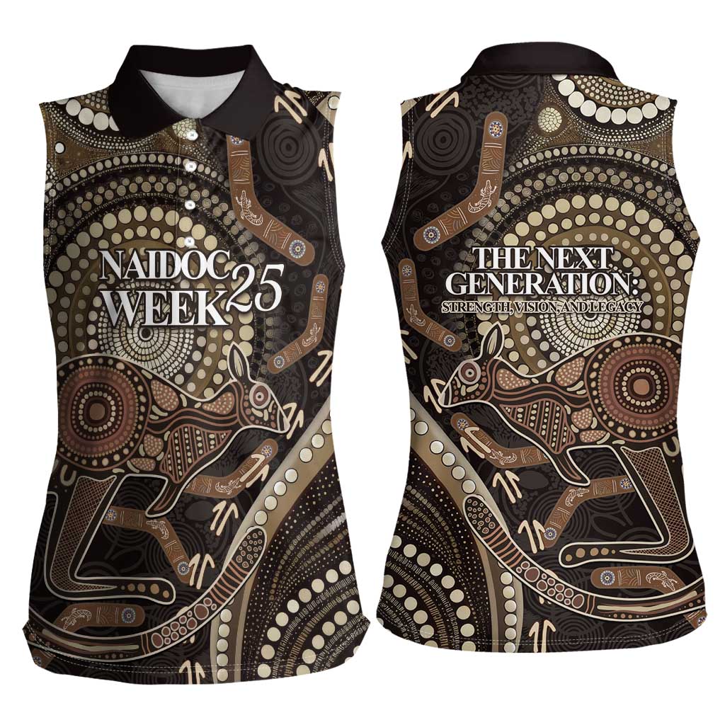 Australia NAIDOC Week 2025 Women Sleeveless Polo Shirt Boomerang Kangaroo Indigenous Art