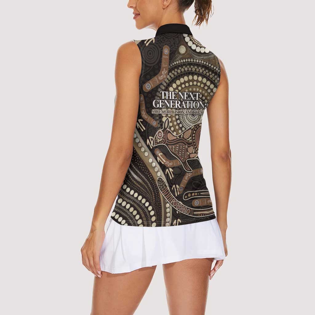 Australia NAIDOC Week 2025 Women Sleeveless Polo Shirt Boomerang Kangaroo Indigenous Art