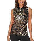 Australia NAIDOC Week 2025 Women Sleeveless Polo Shirt Boomerang Kangaroo Indigenous Art