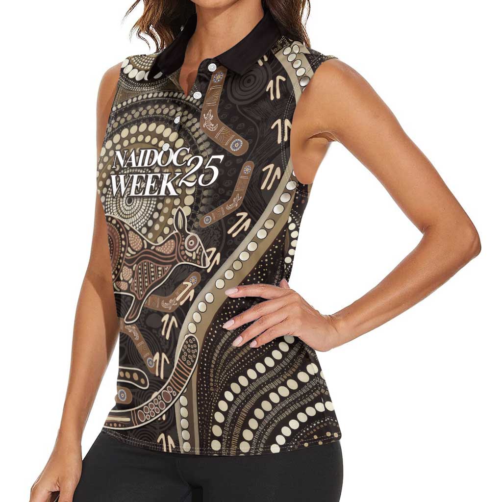 Australia NAIDOC Week 2025 Women Sleeveless Polo Shirt Boomerang Kangaroo Indigenous Art