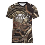 Australia NAIDOC Week 2025 Women V-Neck T-Shirt Boomerang Kangaroo Indigenous Art