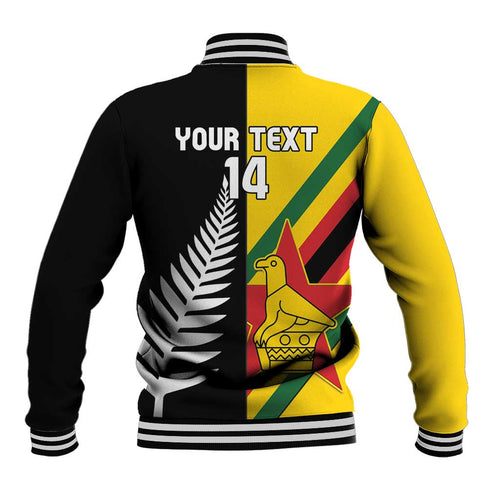 Custom New Zealand and Zimbabwe Baseball Jacket NZ Fern Zim Flag Half Style