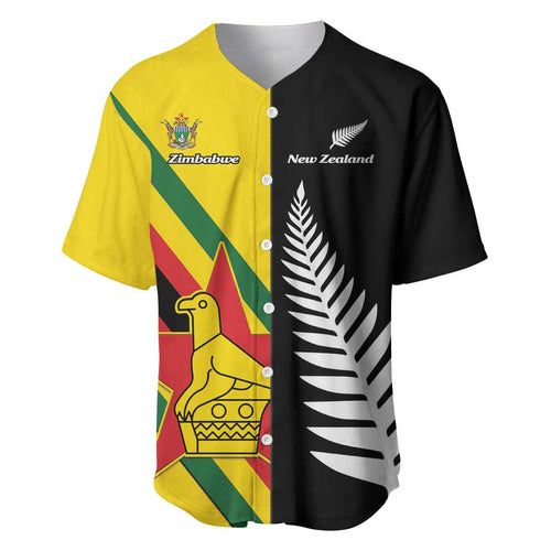 Custom New Zealand and Zimbabwe Baseball Jersey NZ Fern Zim Flag Half Style