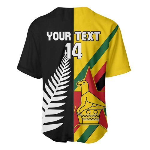 Custom New Zealand and Zimbabwe Baseball Jersey NZ Fern Zim Flag Half Style