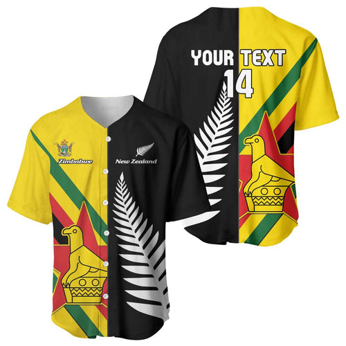 Custom New Zealand and Zimbabwe Baseball Jersey NZ Fern Zim Flag Half Style