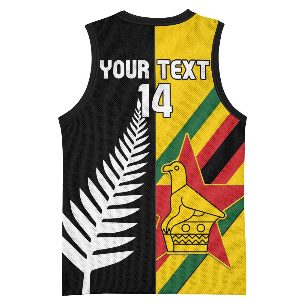 Custom New Zealand and Zimbabwe Basketball Jersey NZ Fern Zim Flag Half Style