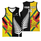Custom New Zealand and Zimbabwe Basketball Jersey NZ Fern Zim Flag Half Style