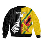 Custom New Zealand and Zimbabwe Bomber Jacket NZ Fern Zim Flag Half Style