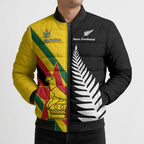 Custom New Zealand and Zimbabwe Bomber Puffer Jacket NZ Fern Zim Flag Half Style
