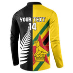 Custom New Zealand and Zimbabwe Button Sweatshirt NZ Fern Zim Flag Half Style