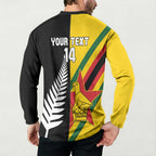 Custom New Zealand and Zimbabwe Button Sweatshirt NZ Fern Zim Flag Half Style