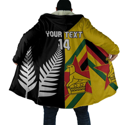 Custom New Zealand and Zimbabwe Cloak NZ Fern Zim Flag Half Style