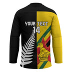 Custom New Zealand and Zimbabwe Hockey Jersey NZ Fern Zim Flag Half Style