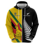 Custom New Zealand and Zimbabwe Hoodie NZ Fern Zim Flag Half Style