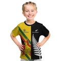 Custom New Zealand and Zimbabwe Kid T Shirt NZ Fern Zim Flag Half Style