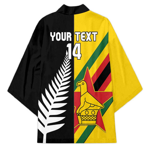 Custom New Zealand and Zimbabwe Kimono NZ Fern Zim Flag Half Style