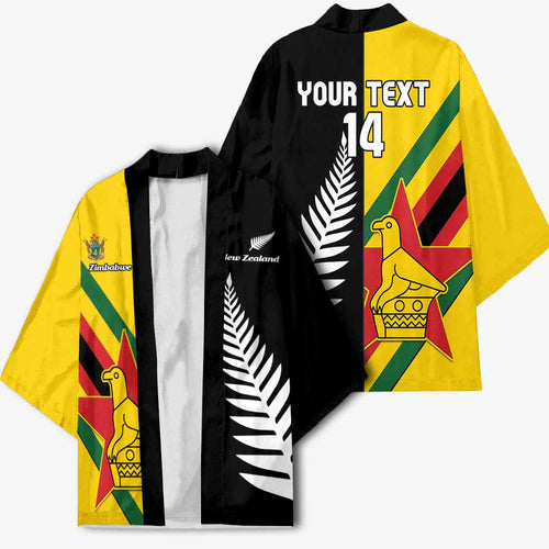 Custom New Zealand and Zimbabwe Kimono NZ Fern Zim Flag Half Style