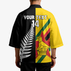 Custom New Zealand and Zimbabwe Kimono NZ Fern Zim Flag Half Style